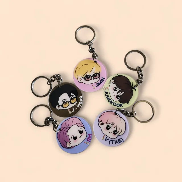 BTS Chibi Keychains – Suga, RM, J-Hope, Jimin, Jungkook, V (Taehyung)